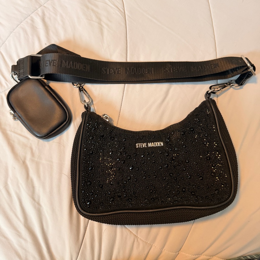 Steve Madden Black Embellished Shoulder Bag